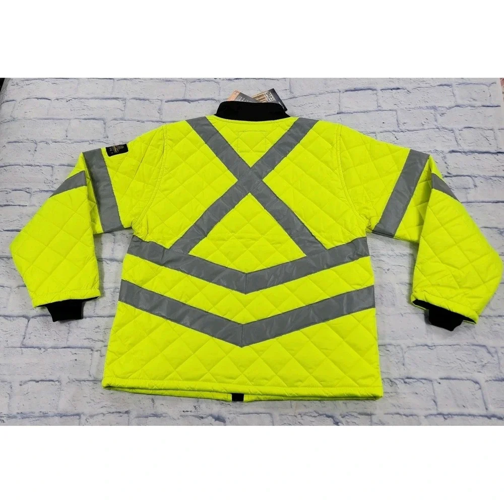 RefrigiWear MENS L HiVis Diamond Quilted Jacket High Visibility Insulated Work